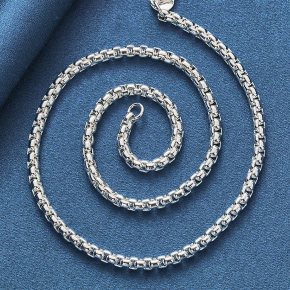 Awesome 22 Inch Long Round Box Necklace 4mm Wide, - Picture 10 of 11